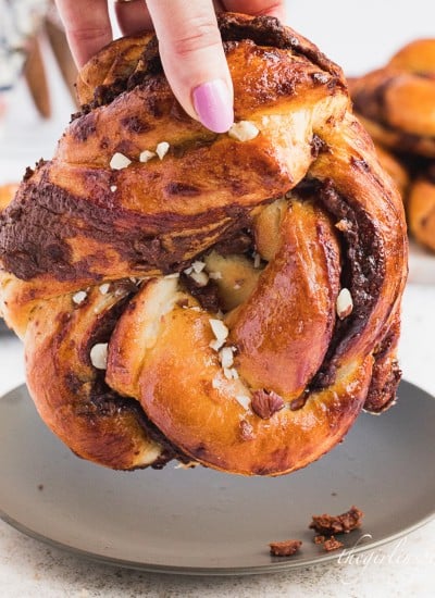 babka bun in hand